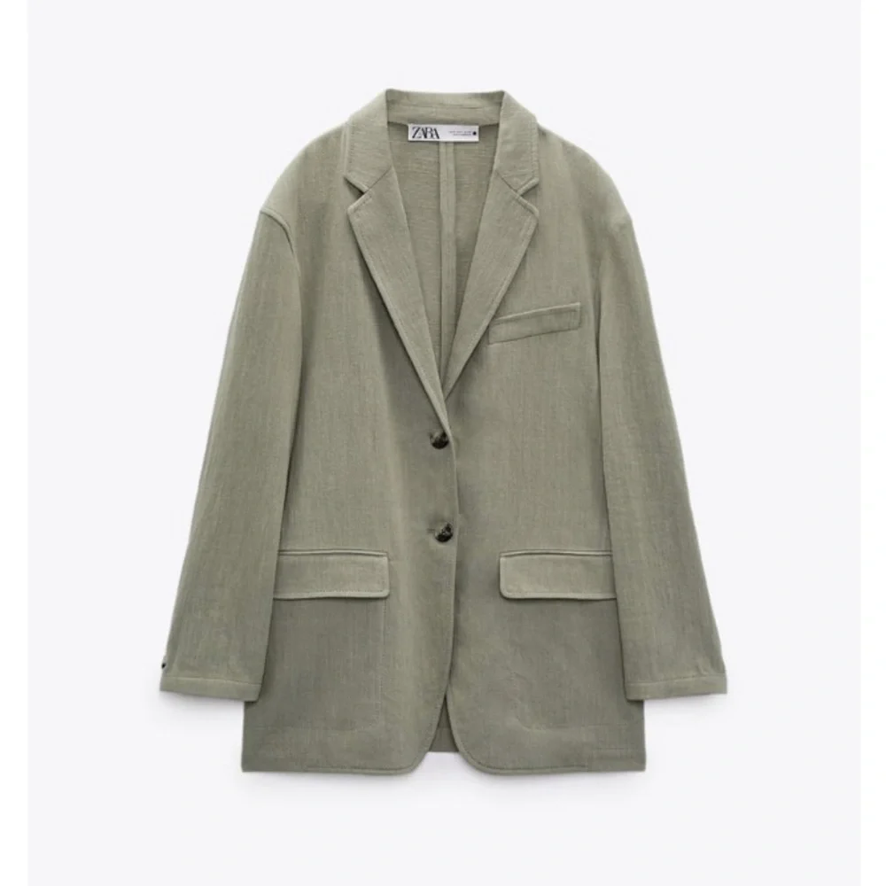 Zara Linen Blend straight cut blazer/ L- no tags - Picture 3 of 9
